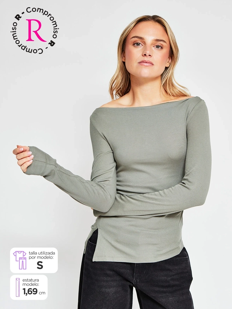 POLERA MUJER INDEX MANGA LARGA ASIMÉTRICA - 1