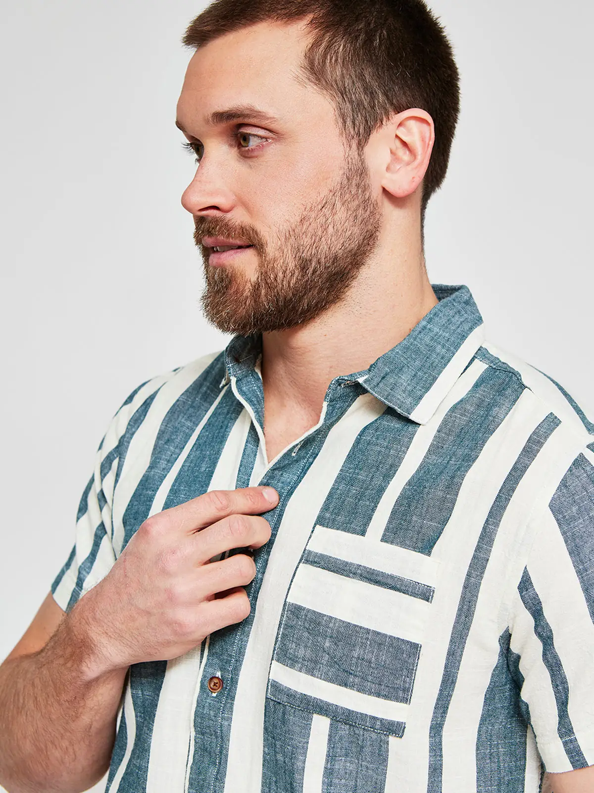 CAMISA HOMBRE CLOUDBREAK ALGODÓN MANGA CORTA RAYAS - 3