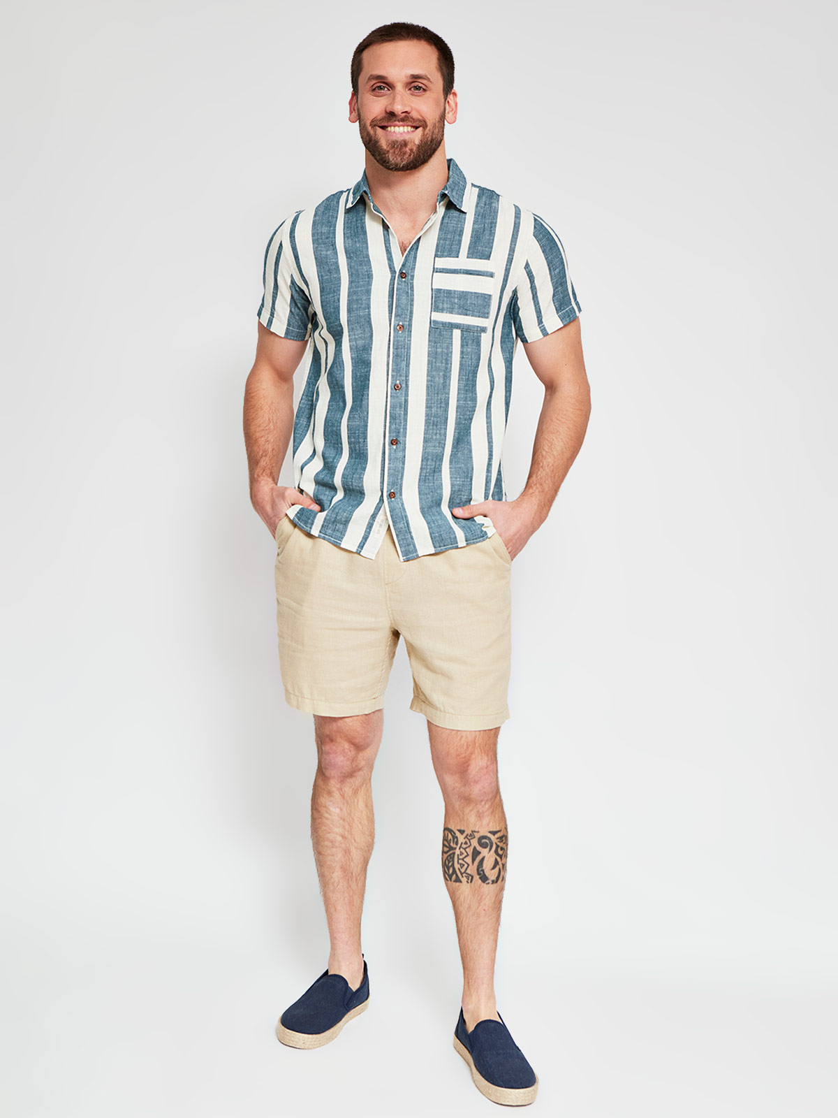 CAMISA HOMBRE CLOUDBREAK ALGODÓN MANGA CORTA RAYAS - 4
