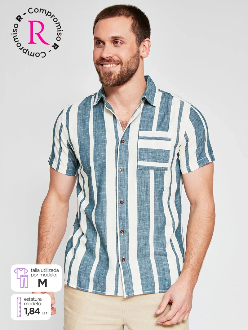CAMISA HOMBRE CLOUDBREAK ALGODÓN MANGA CORTA RAYAS