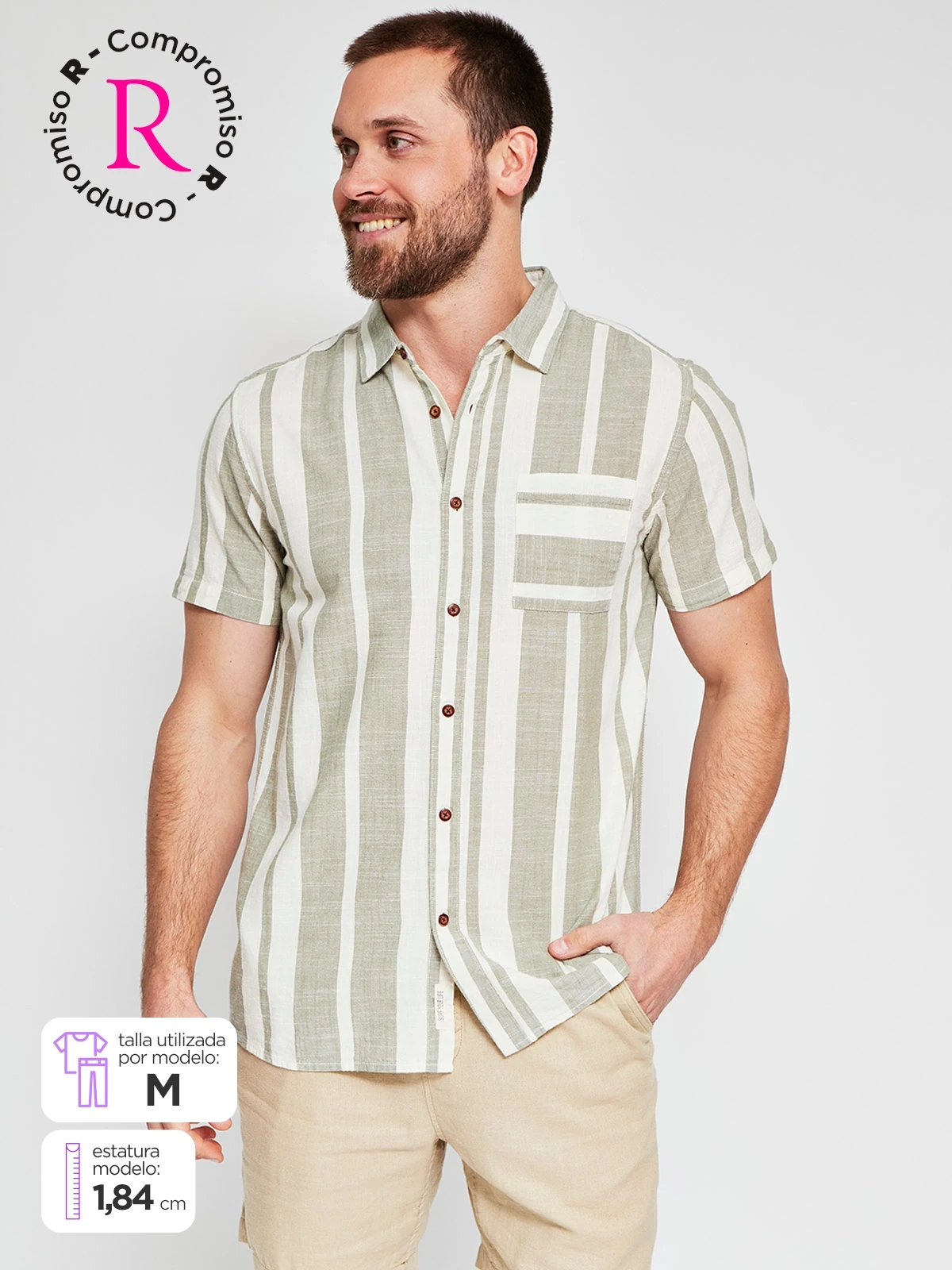 CAMISA HOMBRE CLOUDBREAK ALGODÓN MANGA CORTA RAYAS