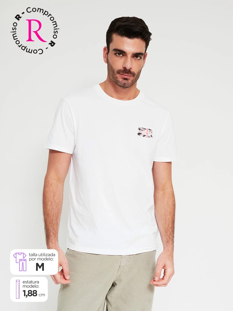 POLERA HOMBRE PEPE JEANS ALGODÓN CUELLO REDONDO MANGA CORTA ESTAMPADA