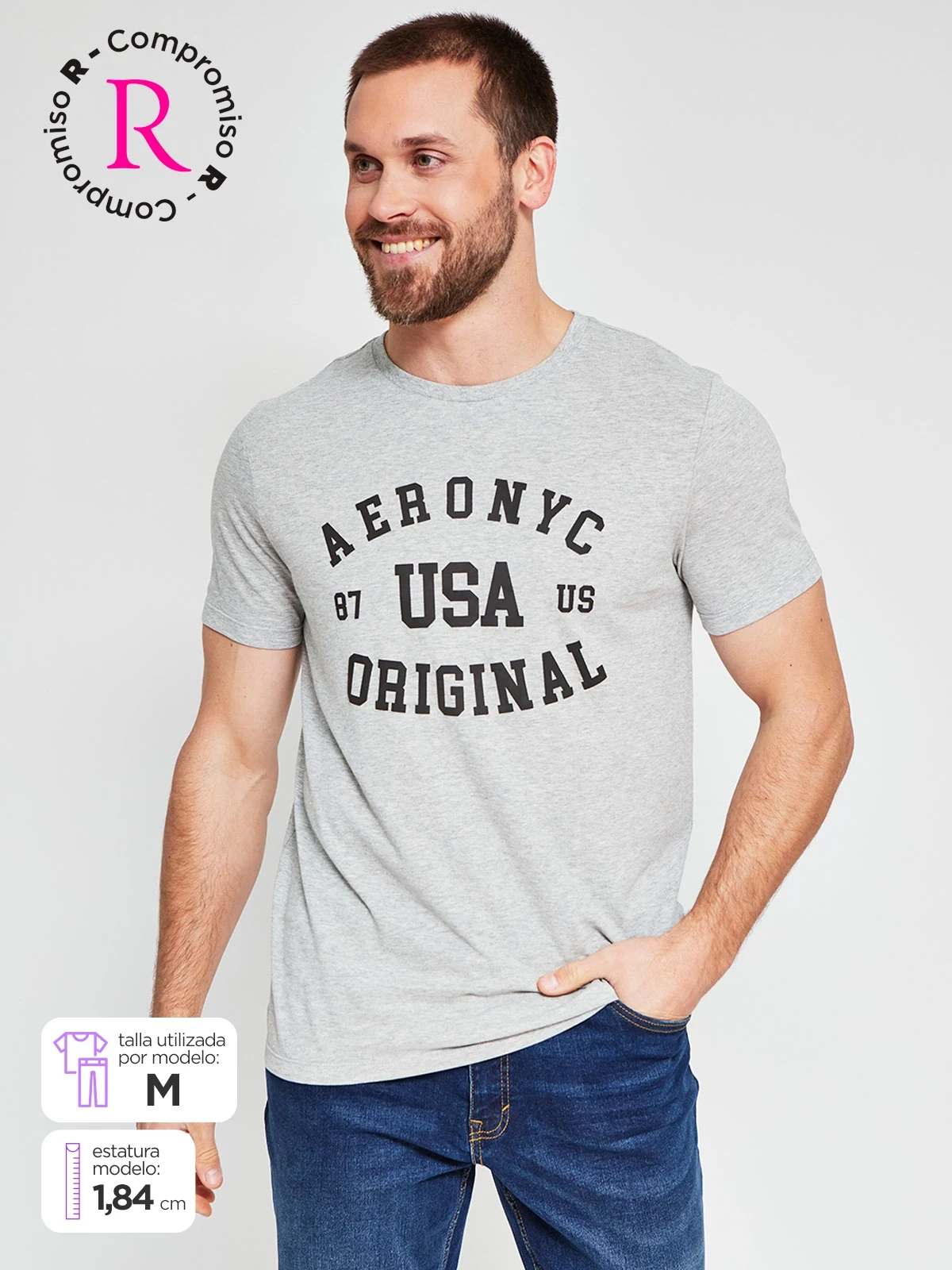 POLERA HOMBRE AEROPOSTALE ALGODÓN CUELLO REDONDO ESTAMPADO - 1