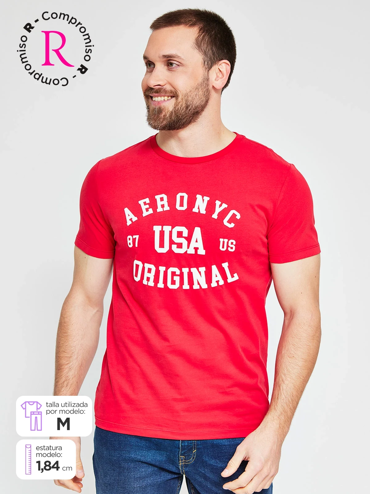 POLERA HOMBRE AEROPOSTALE ALGODÓN CUELLO REDONDO ESTAMPADO - 1