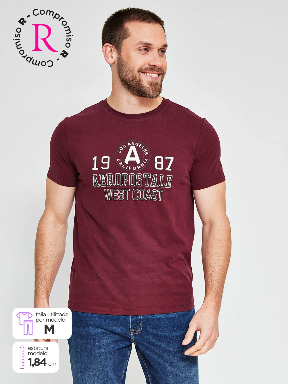 POLERA HOMBRE AEROPOSTALE ALGODÓN CUELLO REDONDO ESTAMPADO - 1