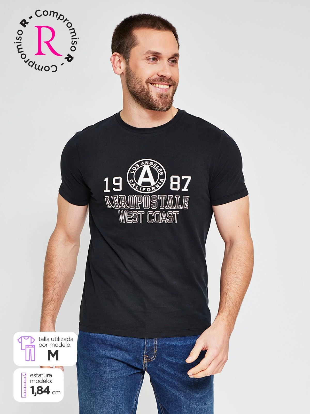 POLERA HOMBRE AEROPOSTALE ALGODÓN CUELLO REDONDO ESTAMPADO - 1
