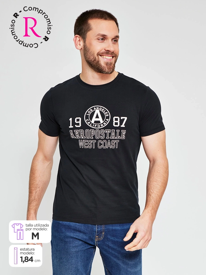 POLERA HOMBRE AEROPOSTALE ALGODÓN CUELLO REDONDO ESTAMPADO - 1