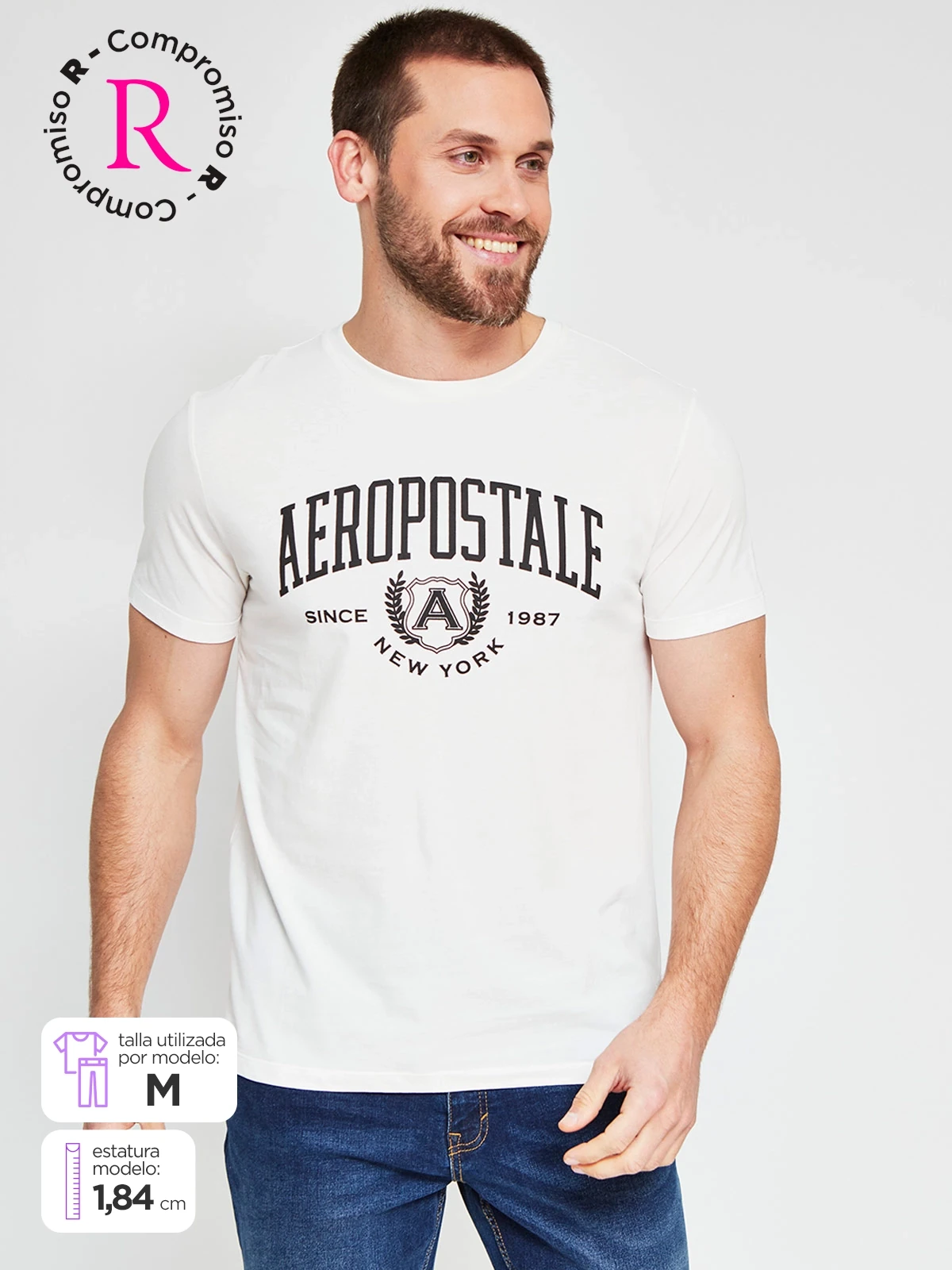 POLERA HOMBRE AEROPOSTALE ALGODÓN CUELLO REDONDO ESTAMPADO