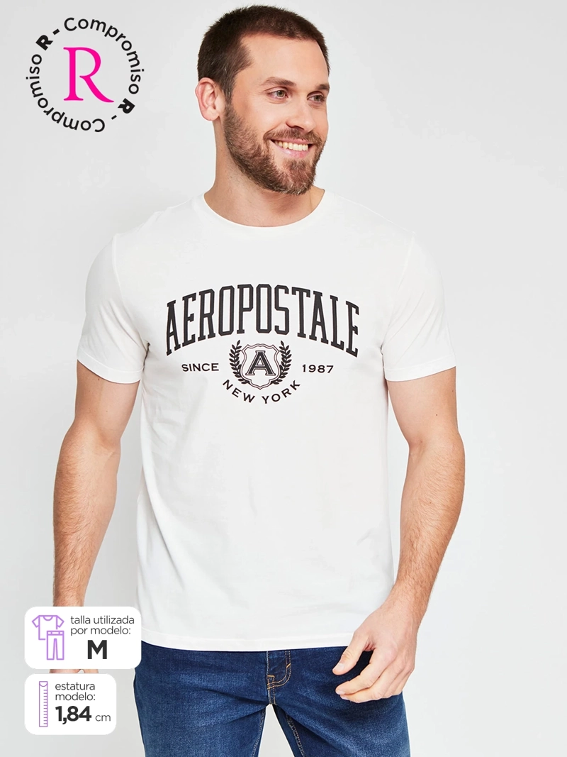 POLERA HOMBRE AEROPOSTALE ALGODÓN CUELLO REDONDO ESTAMPADO - 1