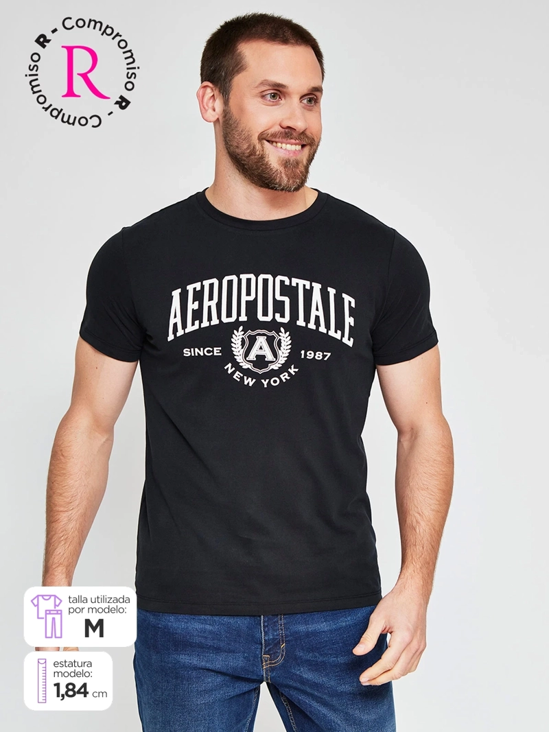 POLERA HOMBRE AEROPOSTALE ALGODÓN CUELLO REDONDO ESTAMPADO