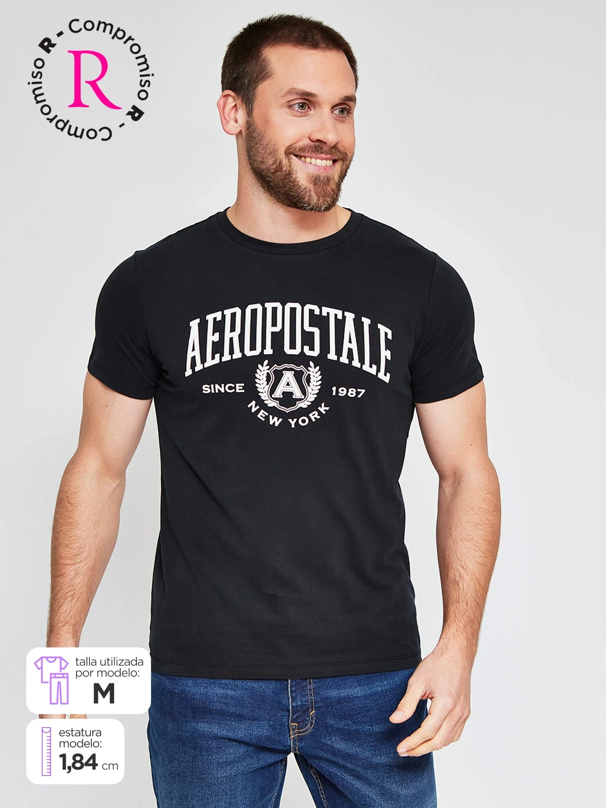 POLERA HOMBRE AEROPOSTALE ALGODÓN CUELLO REDONDO ESTAMPADO - 1