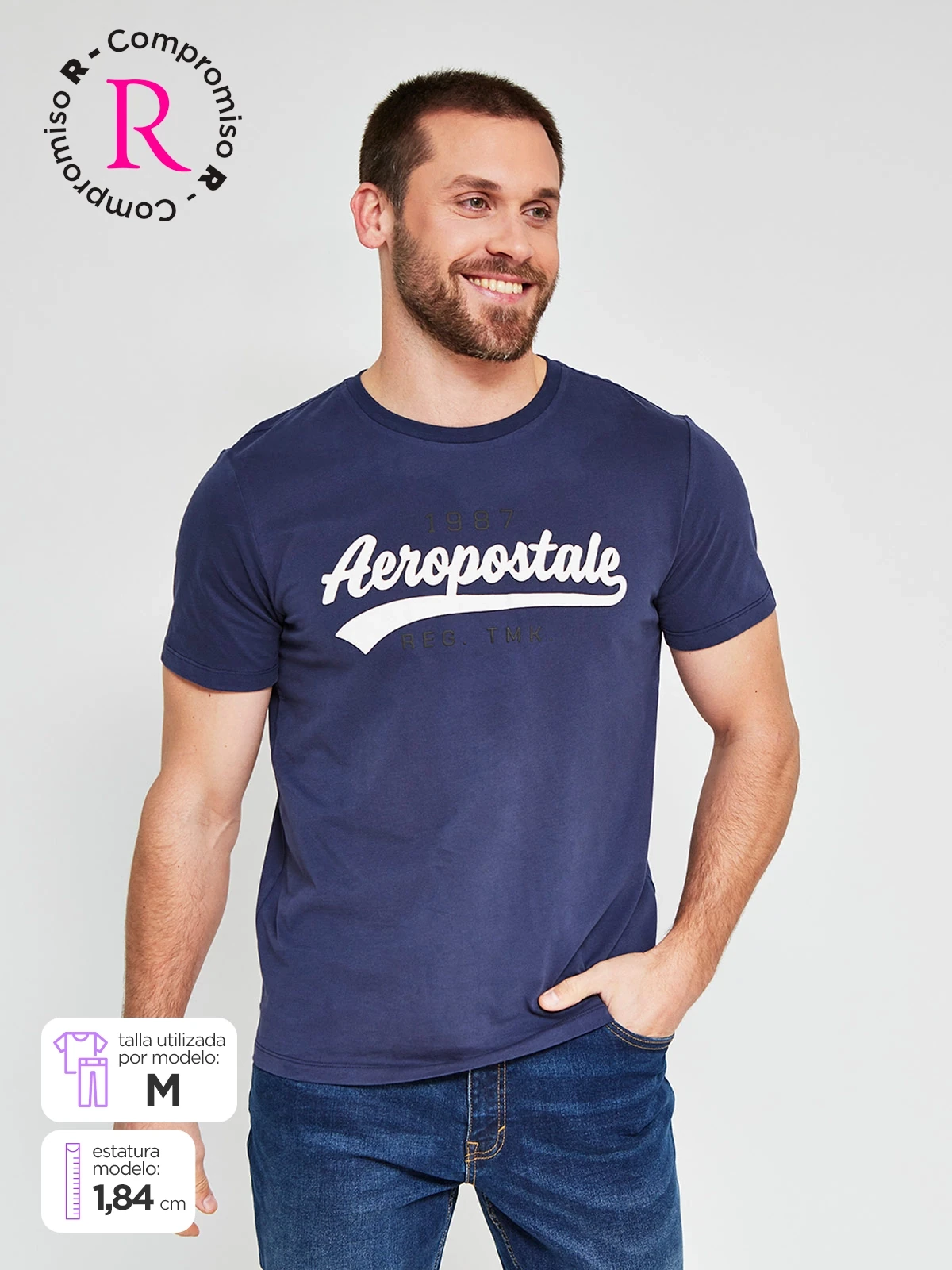 POLERA HOMBRE AEROPOSTALE ALGODÓN CUELLO REDONDO ESTAMPADO - 1