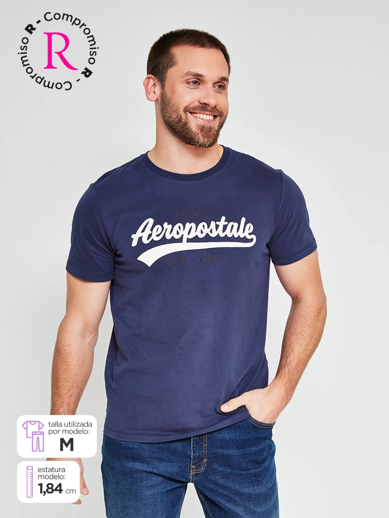POLERA HOMBRE AEROPOSTALE ALGODÓN CUELLO REDONDO ESTAMPADO - 1