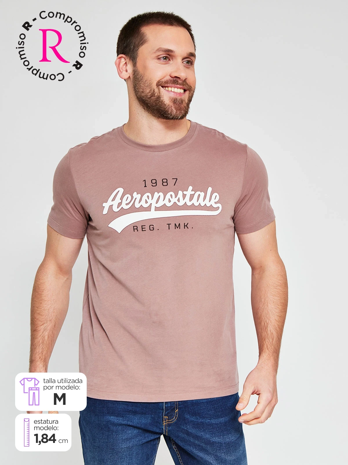 POLERA HOMBRE AEROPOSTALE ALGODÓN CUELLO REDONDO ESTAMPADO