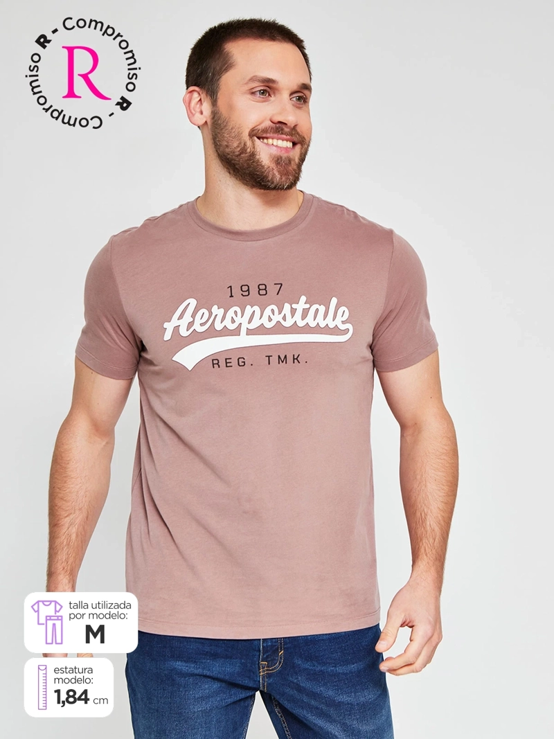 POLERA HOMBRE AEROPOSTALE ALGODÓN CUELLO REDONDO ESTAMPADO - 1