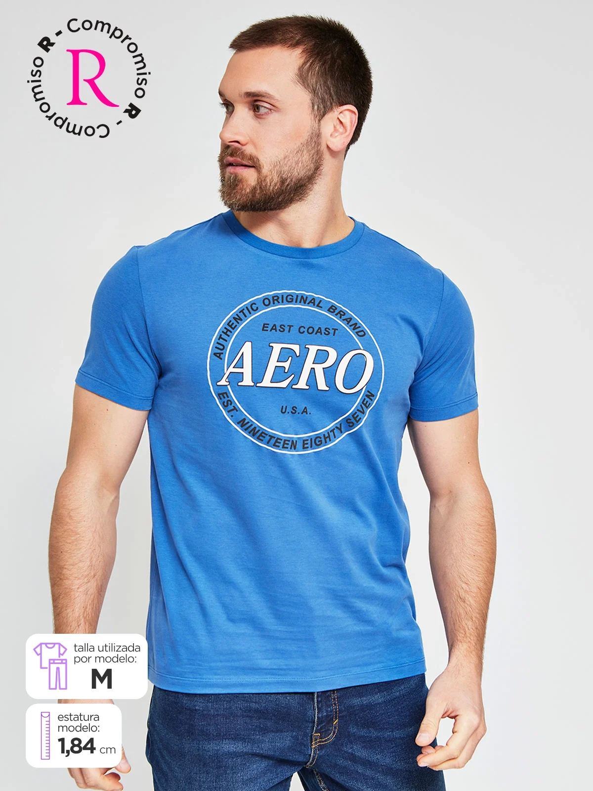 POLERA HOMBRE AEROPOSTALE ALGODÓN CUELLO REDONDO ESTAMPADO