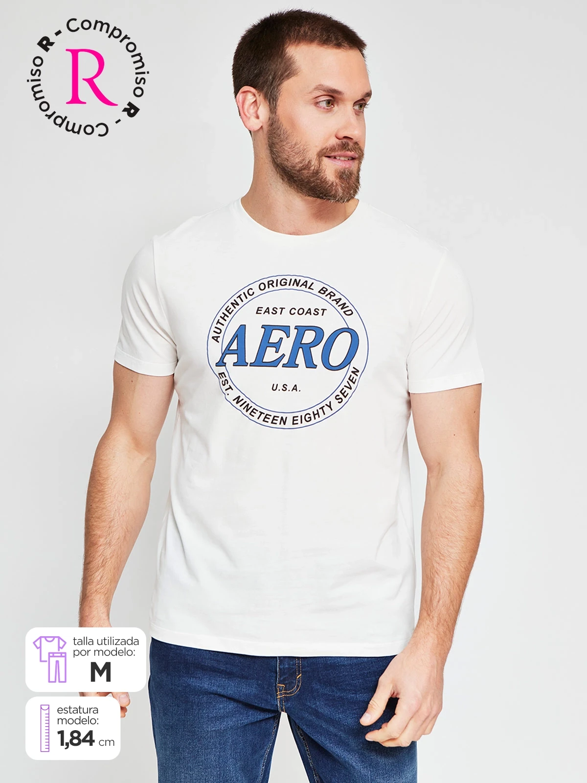POLERA HOMBRE AEROPOSTALE ALGODÓN CUELLO REDONDO ESTAMPADO - 1