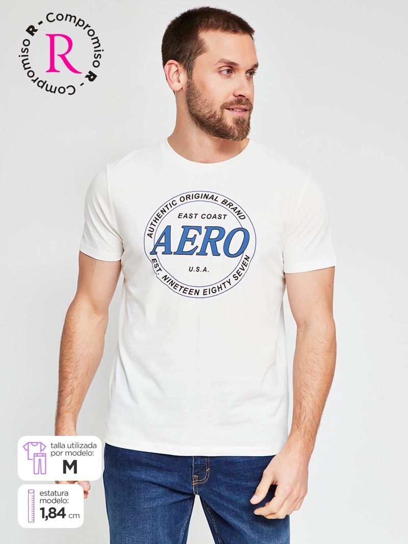 POLERA HOMBRE AEROPOSTALE ALGODÓN CUELLO REDONDO ESTAMPADO - 1