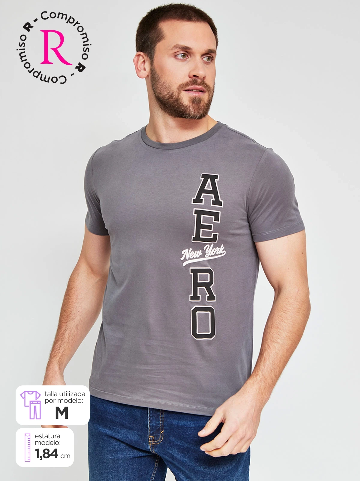 POLERA HOMBRE AEROPOSTALE ALGODÓN CUELLO REDONDO ESTAMPADO - 1