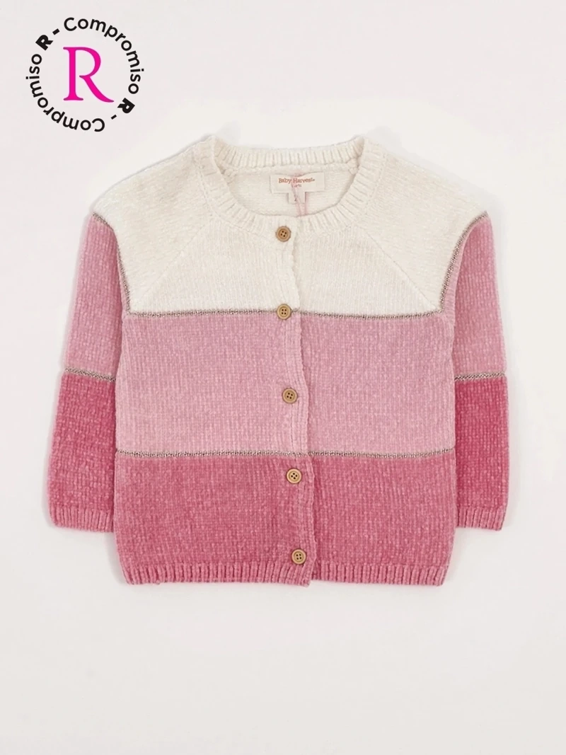 CHALECO NIÑA BABY HARVEST ABOTONADO BLOQUES COLORES - 3