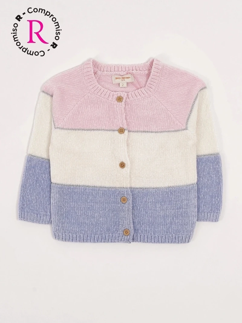 CHALECO NIÑA BABY HARVEST ABOTONADO BLOQUES COLORES - 3