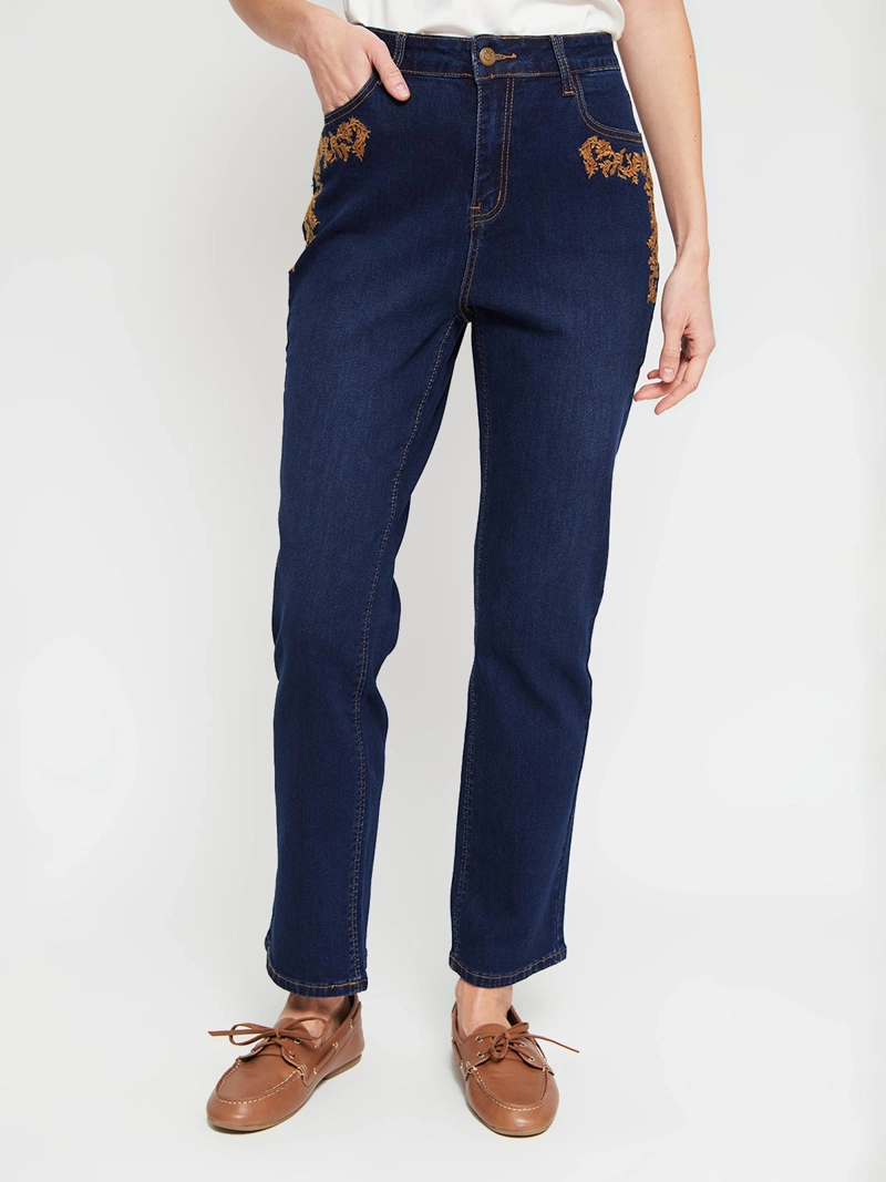 JEANS MUJER AZIZ ALGODÓN BORDADO - 2