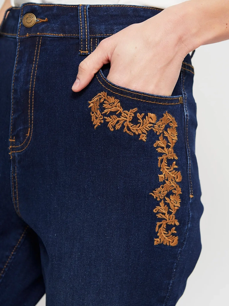 JEANS MUJER AZIZ ALGODÓN BORDADO - 4
