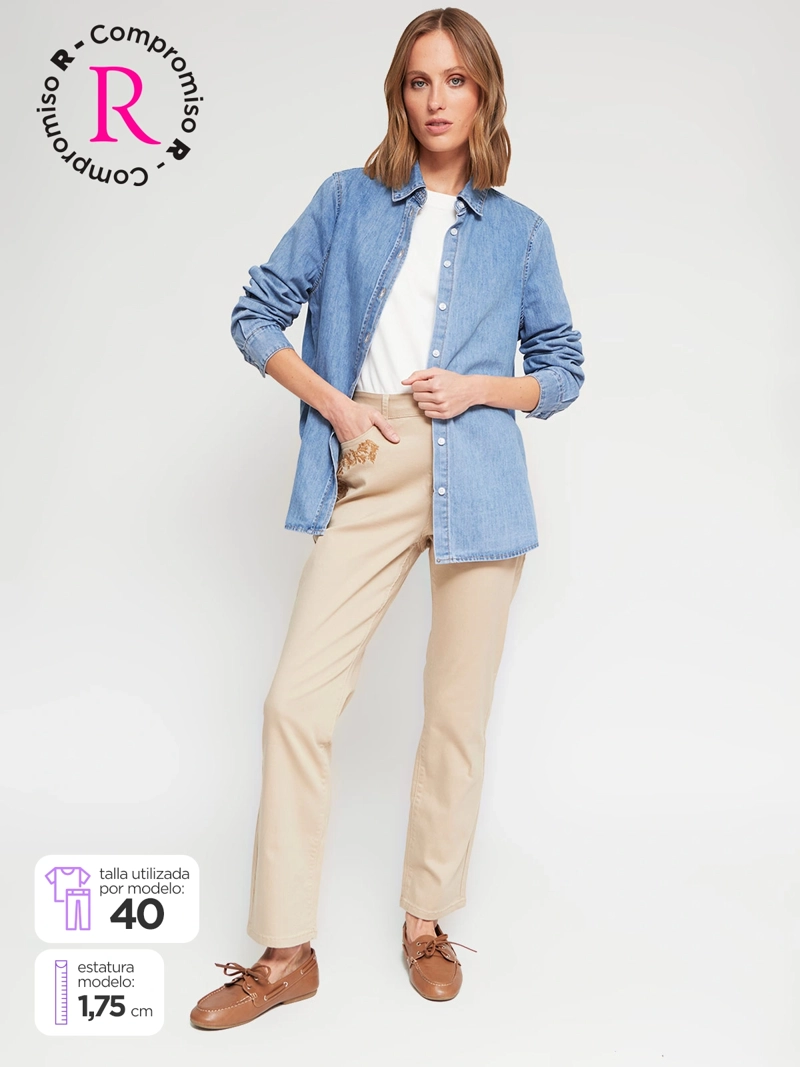 JEANS MUJER AZIZ ALGODÓN BORDADO - 1