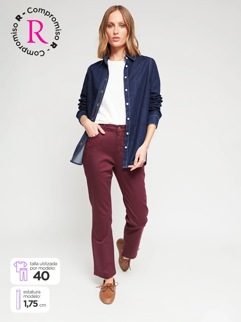 JEANS MUJER AZIZ ALGODÓN BORDADO - 1