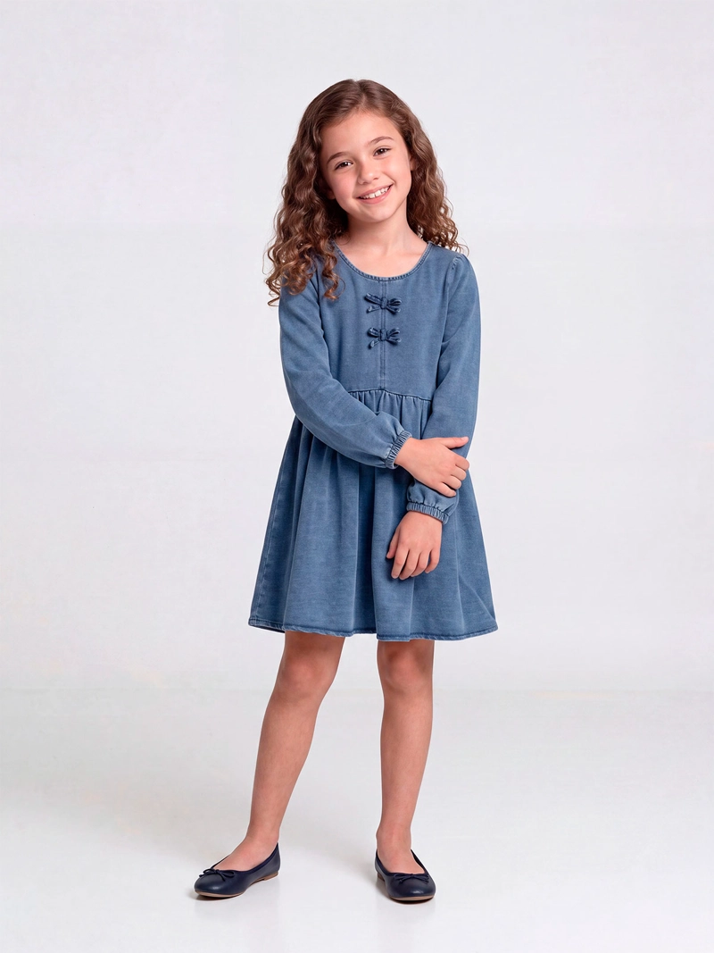 VESTIDO NIÑA HARVEST ALGODÓN CORTO GLOBO - 1