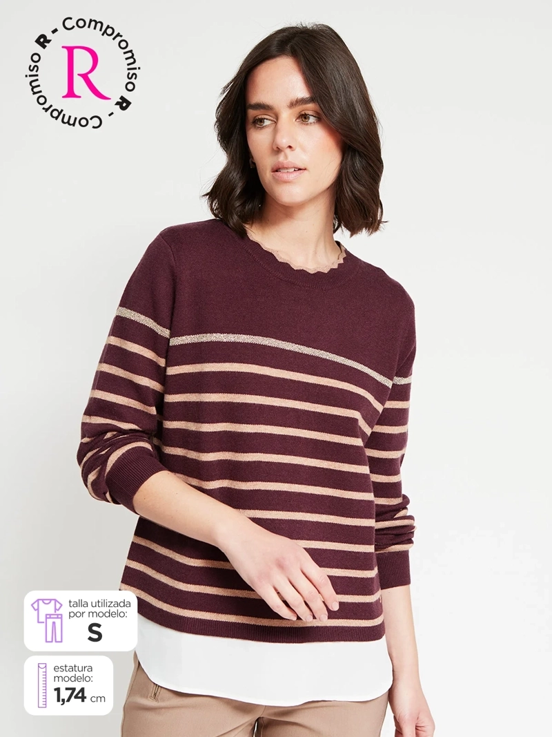 SWEATER MUJER CACHAREL CON BLUSA - 1