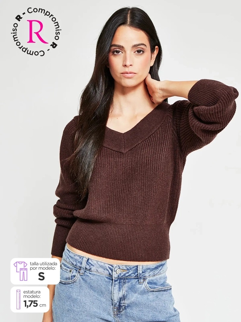 SWEATER MUJER INDEX ESCOTE ABIERTO MANGA LARGA