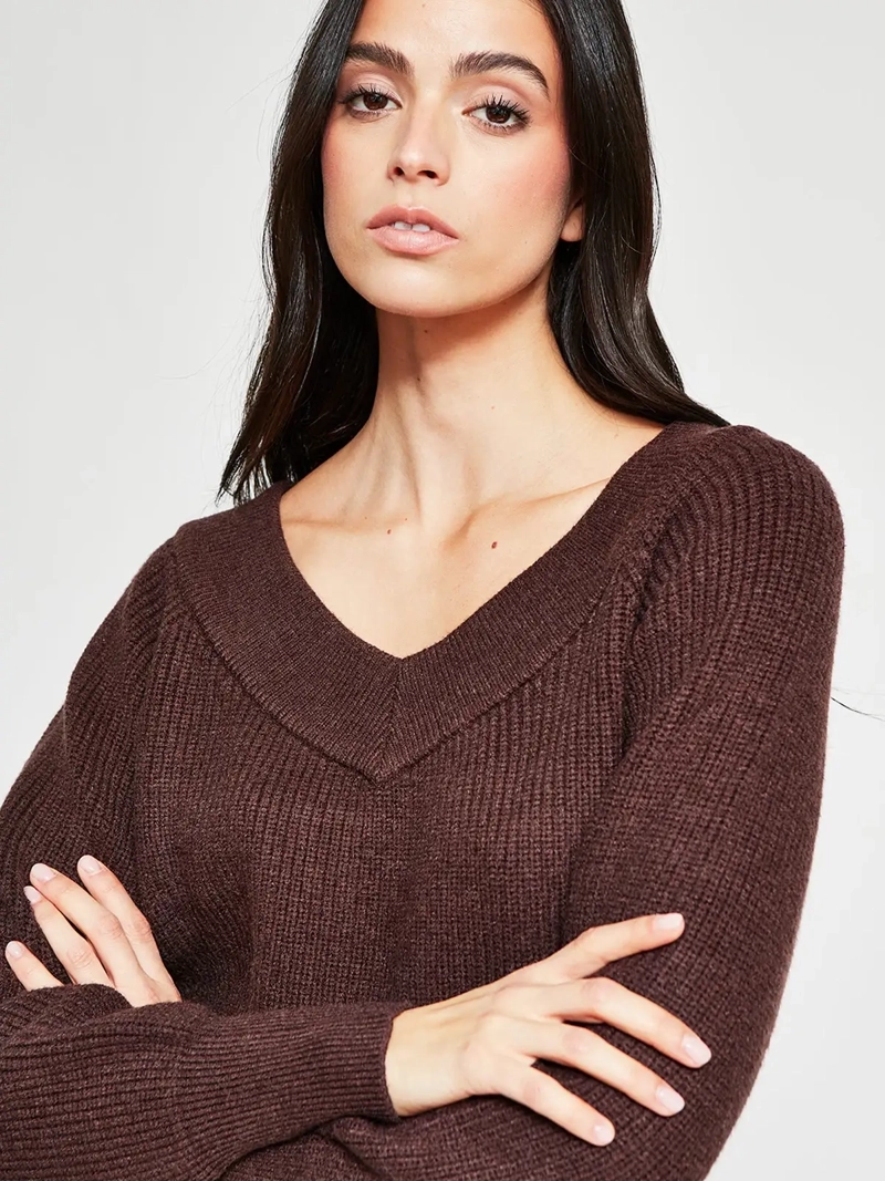 SWEATER MUJER INDEX ESCOTE ABIERTO MANGA LARGA - 4
