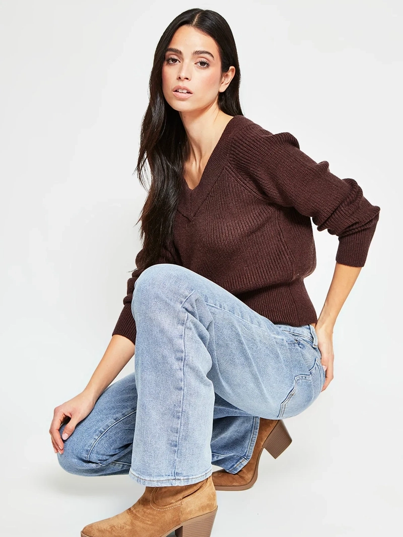 SWEATER MUJER INDEX ESCOTE ABIERTO MANGA LARGA - 5