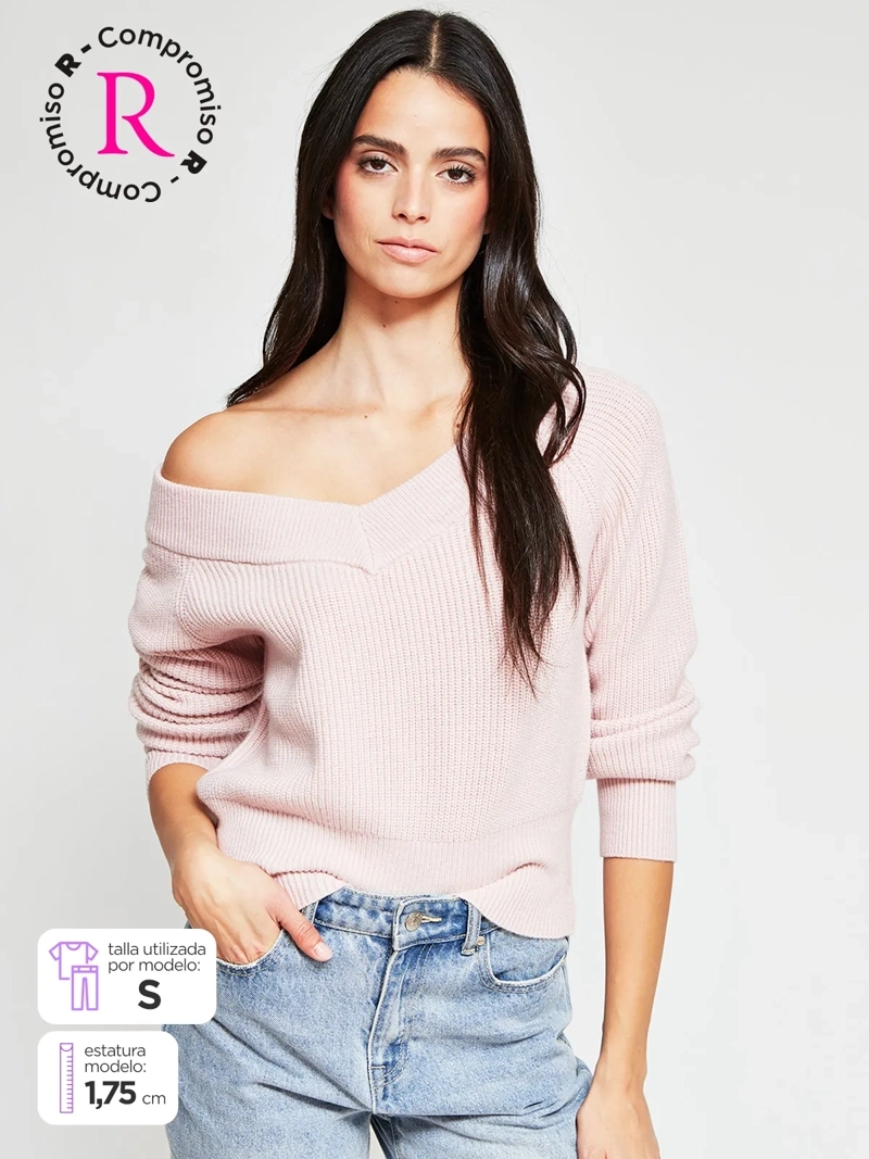 SWEATER MUJER INDEX ESCOTE ABIERTO MANGA LARGA - 1