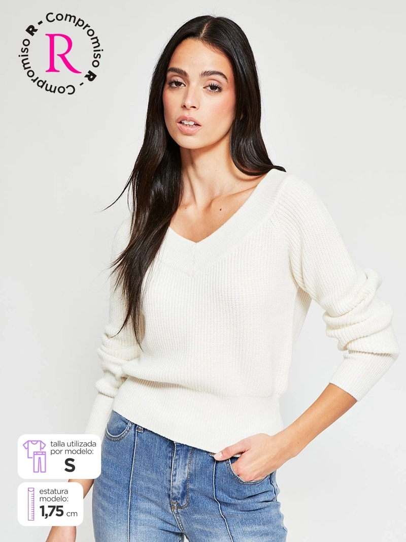 SWEATER MUJER INDEX ESCOTE ABIERTO MANGA LARGA - 1
