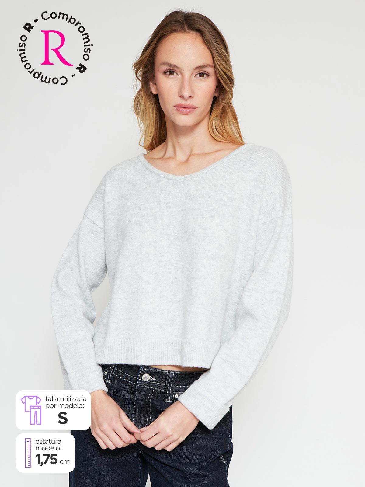 SWEATER MUJER INDEX MANGA LARGA BÁSICO - 1