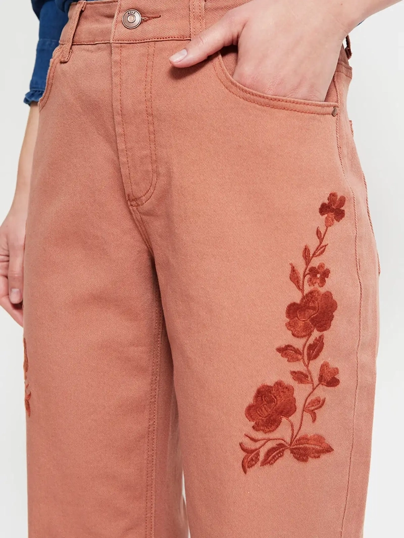 JEANS MUJER AZIZ ALGODÓN REGULAR BORDADO - 4