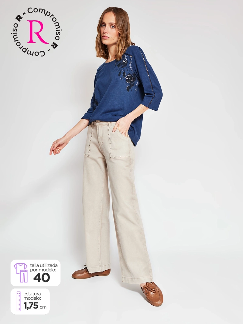 PANTALÓN MUJER AZIZ ALGODÓN TACHAS