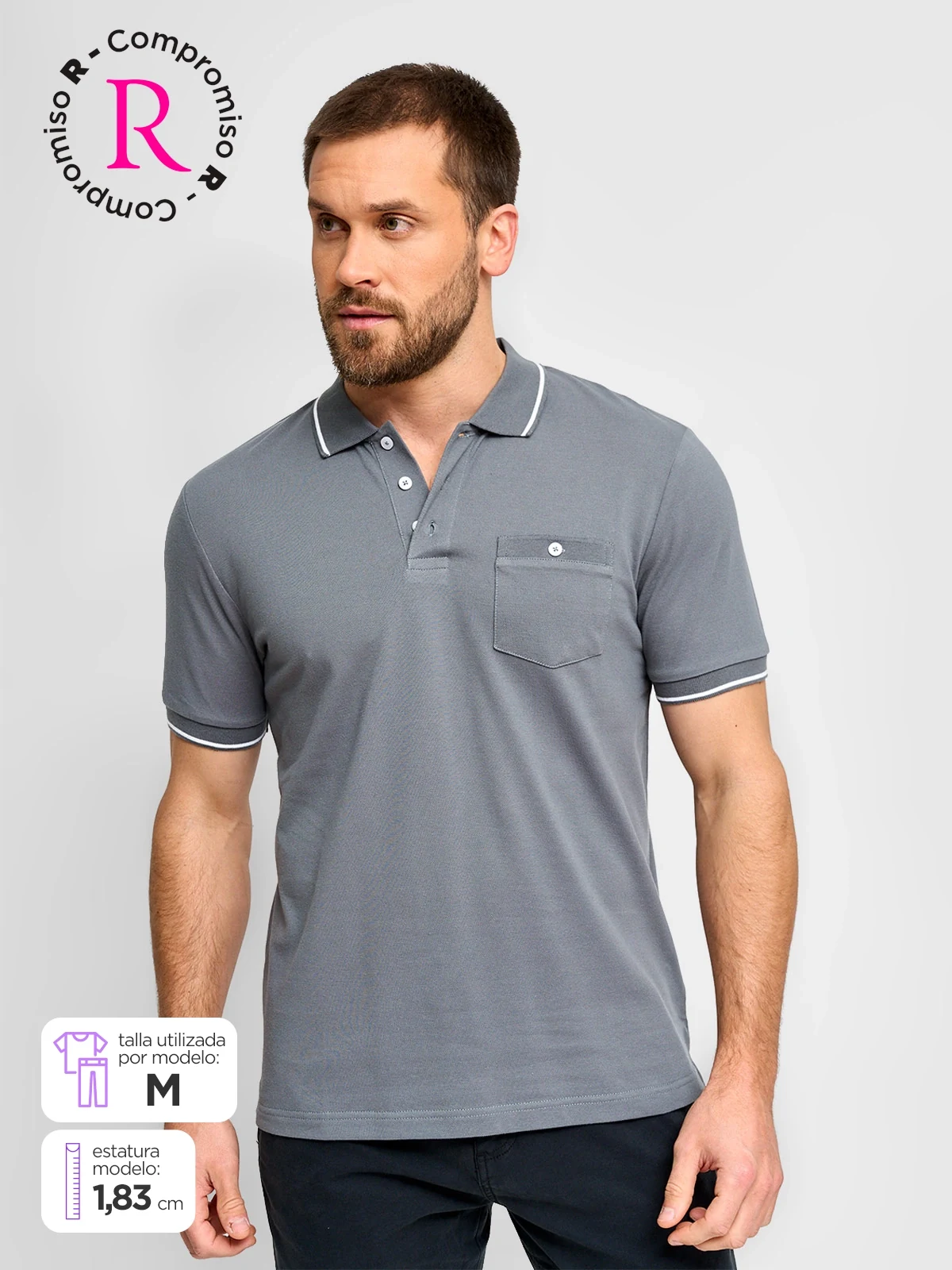POLERA HOMBRE KENNETH STEVENS ALGODÓN MANGA CORTA PIQUÉ BÁSICA
