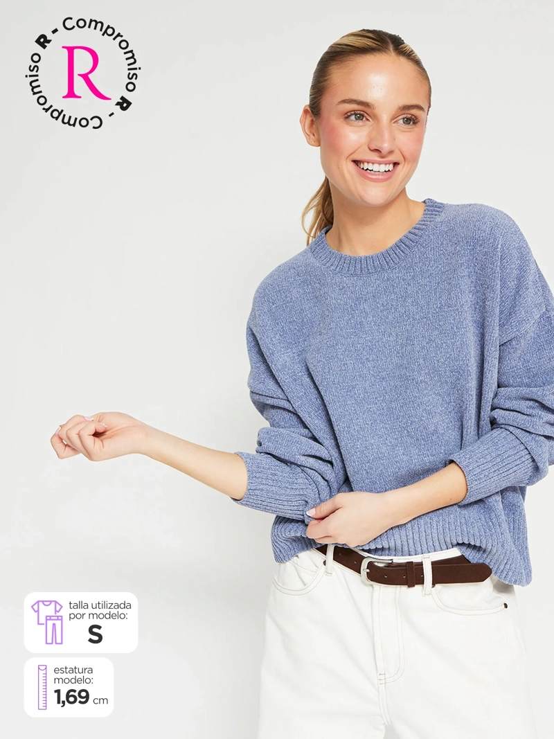 SWEATER MUJER INDEX MANGA LARGA CHENILLE - 1