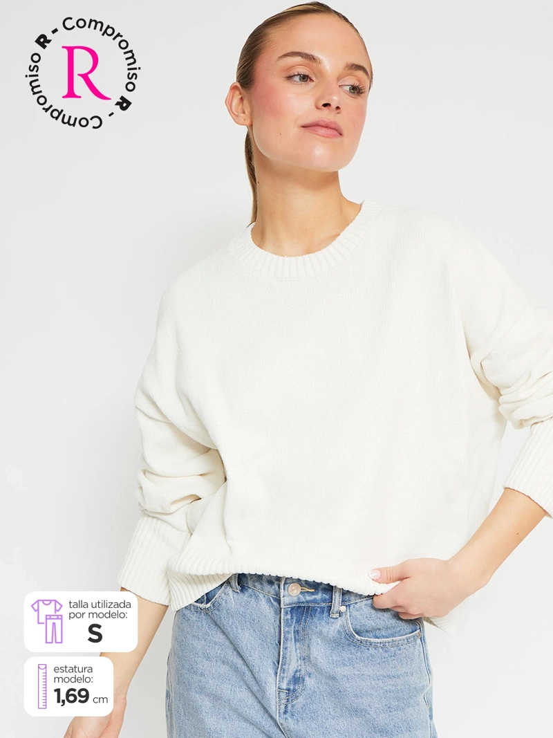 SWEATER MUJER INDEX MANGA LARGA CHENILLE - 1