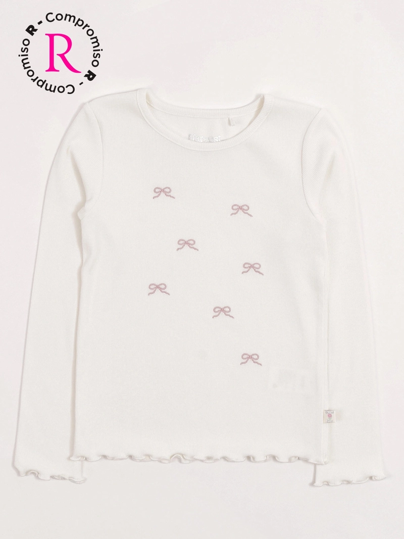 POLERA NIÑA HARVEST ALGODÓN MANGA LARGA RIB BORDADA - 3