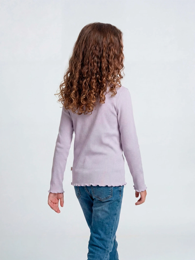 POLERA NIÑA HARVEST ALGODÓN MANGA LARGA RIB BORDADA - 2