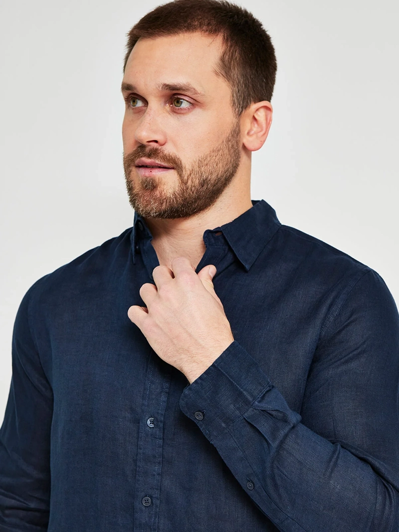 CAMISA HOMBRE CACHAREL LINO MANGA LARGA - 3