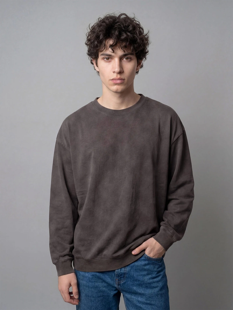 POLERÓN HOMBRE INDEX ALGODÓN CUELLO REDONDO OVERSIZE LAVADO - 1