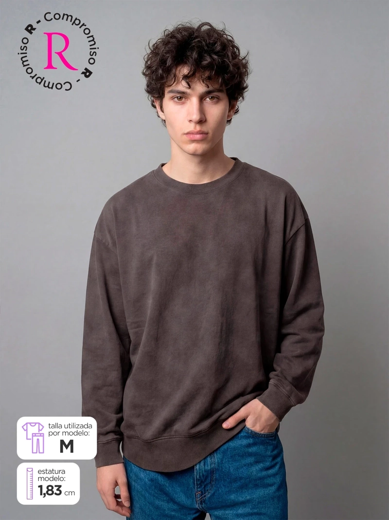 POLERÓN HOMBRE INDEX ALGODÓN CUELLO REDONDO OVERSIZE LAVADO