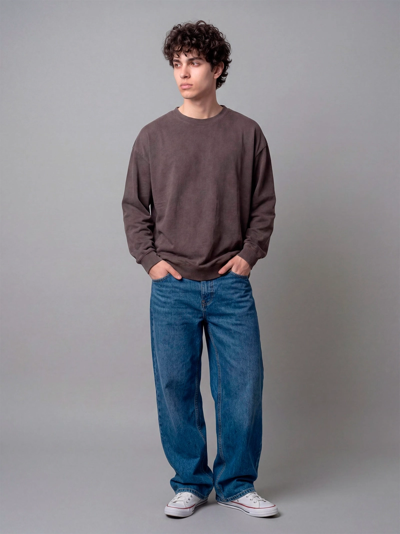 POLERÓN HOMBRE INDEX ALGODÓN CUELLO REDONDO OVERSIZE LAVADO - 3