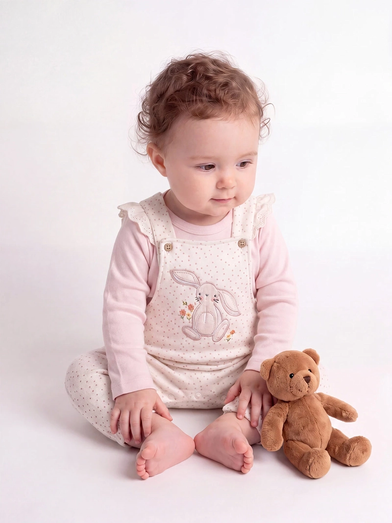 CONJUNTO JARDINERA + BODY NIÑA BABY HARVEST ALGODÓN  - 1