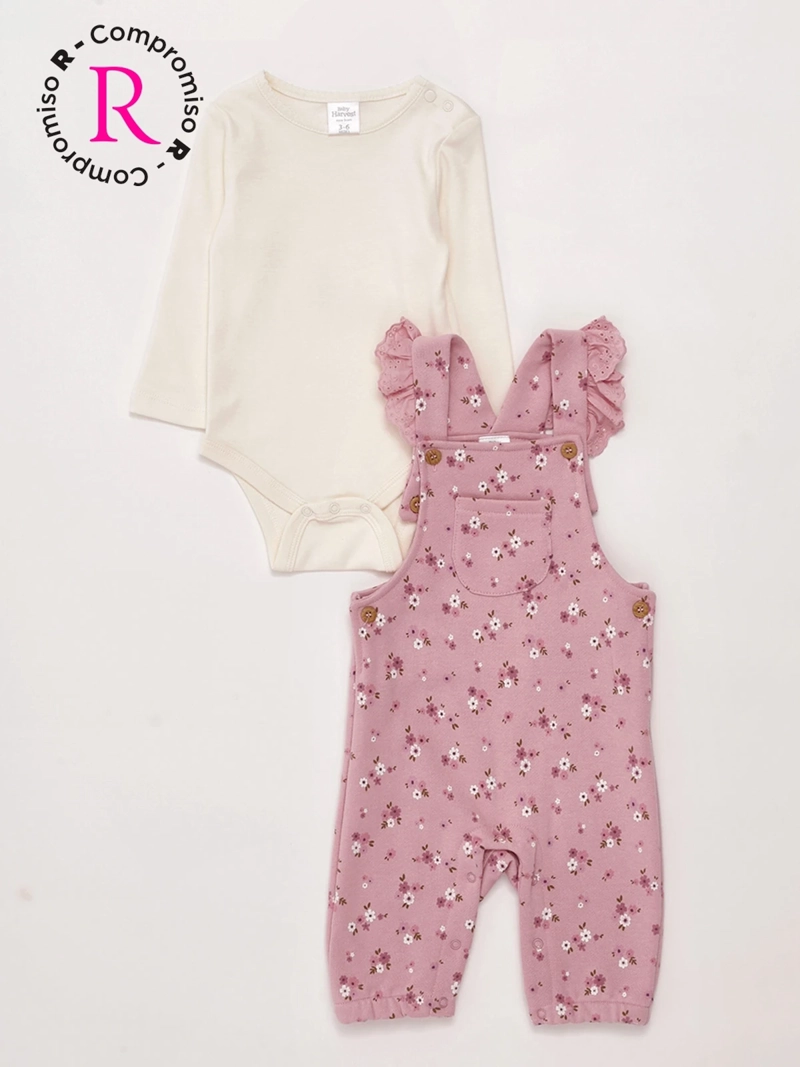 CONJUNTO JARDINERA + BODY NIÑA BABY HARVEST ALGODÓN  - 3